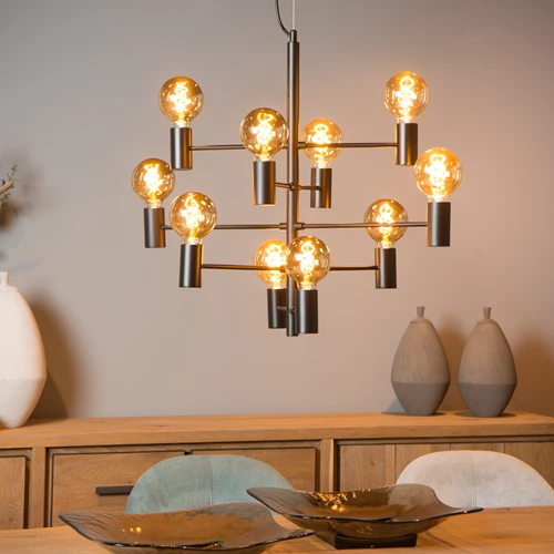 Lucide LEANNE - Suspension - Ø 65 cm - 10xE27 - Noir - ambiance 1